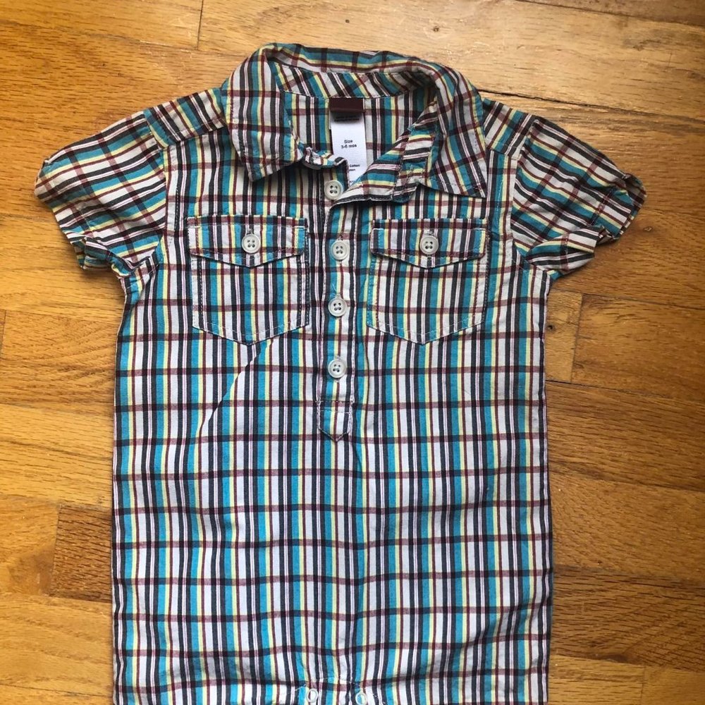 Tea 3-6M striped shirt romper